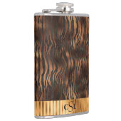 動物 トラ モノグラム プリント ゴールド エレガント メタリック フラスク (右)