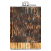 動物 トラ モノグラム プリント ゴールド エレガント メタリック フラスク (裏面)