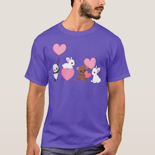 動物 パンダ うさぎ 熊 愛 動物愛護 アクティブ Tシャツ (正面)