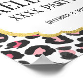 動物，ピンクのヒョウ，チーター歓迎サイン ポスター (角)