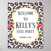 動物，ピンクのヒョウ，チーター歓迎サイン ポスター (正面)