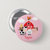 動物（ピンク）キッズボパーソナライズされたタン 缶バッジ (正面&裏面)