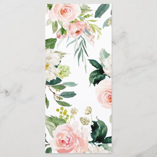 動物 & フラッシュピンクの花のベビーシャワーフラットメニュー メニュー (裏面)