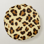 動物|ブラウンのヒョウの皮のプリントの円形の枕 ラウンドクッション (裏面)