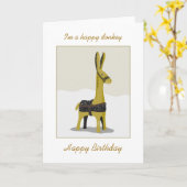 動物、ロバ。誕生日カード カード (黄色い花)