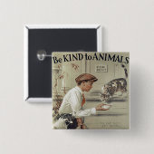 動物-ヴィンテージポスターに親切があって下さい 缶バッジ (正面&裏面)
