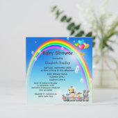 動物、女の子、列車 & レインボー ベイビー シャワー 招待状 (スタンド正面)