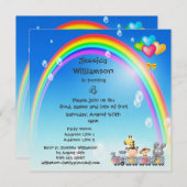 動物·少女·電車·虹の誕生日パーティー 招待状 (正面/裏面)