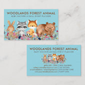 動物 赤ちゃん クマ キツネ アライグマ ウサギ 青 名刺 (正面/裏面)