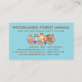 動物 赤ちゃん クマ キツネ アライグマ ウサギ 青 名刺 (裏面)