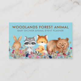 動物 赤ちゃん クマ キツネ アライグマ ウサギ 青 名刺