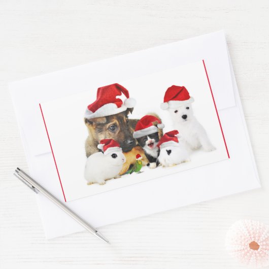 動物 長方形シール (封筒)