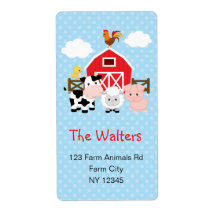 動物（青）かわいい差出人住所ラベル