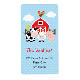 動物(青)かわいい差出人住所ラベル ラベル