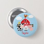 動物（青）キッズボパーソナライズされたタン 缶バッジ (正面&裏面)
