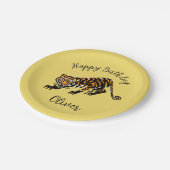 動物 – TIGER-ハッピーバースデー – 黄色の紙プレート ペーパープレート (アングル)