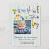 動物ABCの写真の誕生日のパーティの招待状 招待状 (正面/裏面)