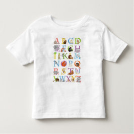 動物ABCの子供のTシャツ（青） トドラーTシャツ