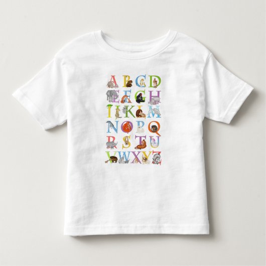 動物ABCの子供のTシャツ（青） トドラーTシャツ (正面)