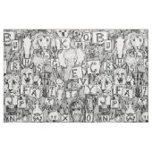 動物ABC白黒 ファブリック (ファットクウォーター)