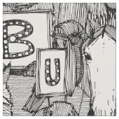 動物ABC白黒 ファブリック (クローズアップ)