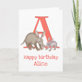 動物ABC Aはアードバルク誕生日カード用 カード (正面)