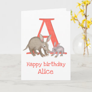動物ABC Aはアードバルク誕生日カード用 カード