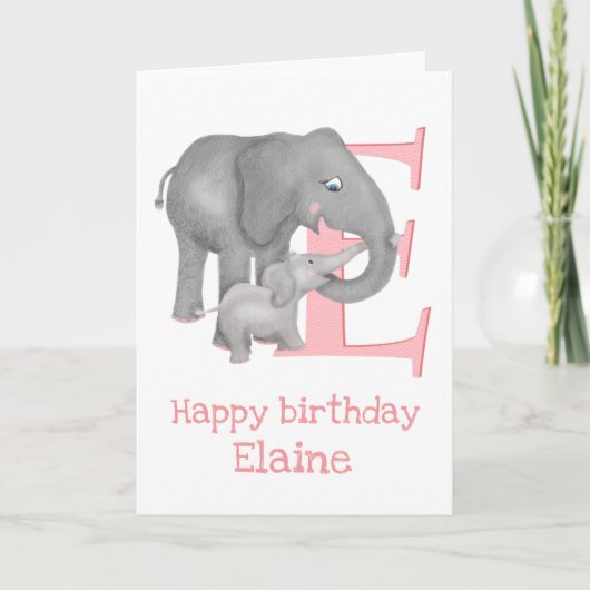 動物ABC Eは象の誕生日カード用 カード (正面)