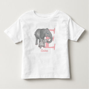 動物ABC Eは象Tシャツ用 トドラーTシャツ