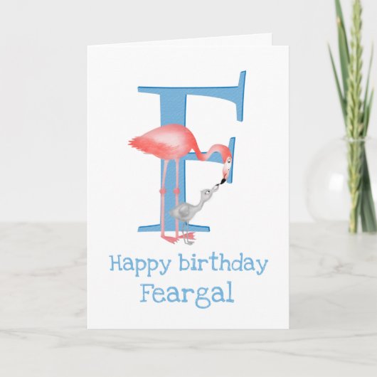 動物ABC Fはフラミンゴの誕生日カード用 カード (正面)