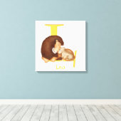 動物ABC Lはライオンキャンバス印刷用 キャンバスプリント (インサイチュ (ウッドフロア))