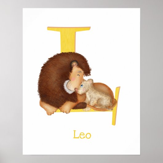 動物ABC Lはライオンプリント ポスター (正面)