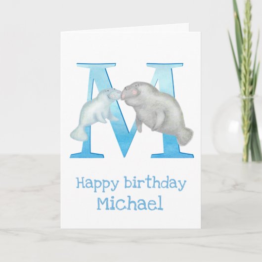 動物ABC Mは管理誕生日カード用 カード (正面)