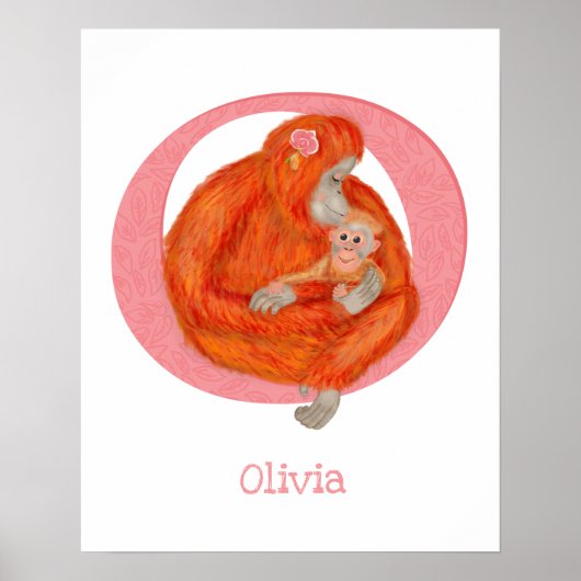 動物ABC Oはオランウータンプリント ポスター (正面)