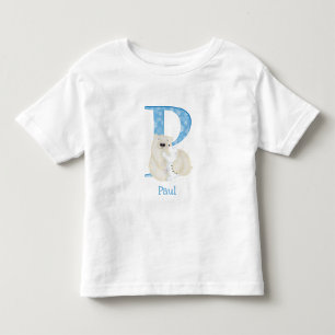 動物ABC PはホッキョクグマTシャツ用 トドラーTシャツ