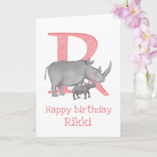 動物ABC Rはサイの誕生日カード用 カード
