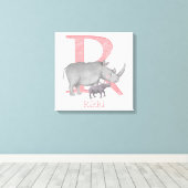 動物ABC Rはrhinoキャンバス印刷用 キャンバスプリント (インサイチュ (ウッドフロア))