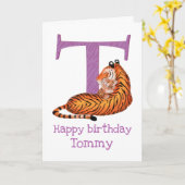 動物ABC Tは虎の誕生日カード用 カード (黄色い花)