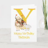 動物ABC Yはヤクの誕生日カード用 カード (正面)