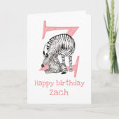 動物ABC Zはゼブラ誕生日カード用 カード (正面)