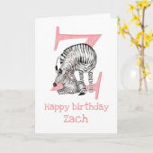 動物ABC Zはゼブラ誕生日カード用 カード (黄色い花)