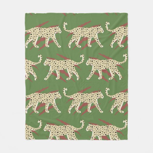 動物Skと手描き抽象芸術ヒョウのチーズ フリースブランケット (正面)