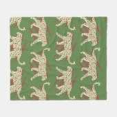 動物Skと手描き抽象芸術ヒョウのチーズ フリースブランケット (正面(横))