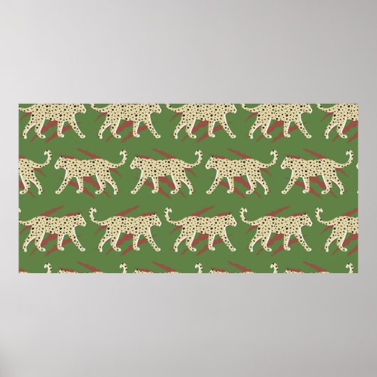 動物Skと手描き抽象芸術ヒョウのチーズ ポスター (正面)