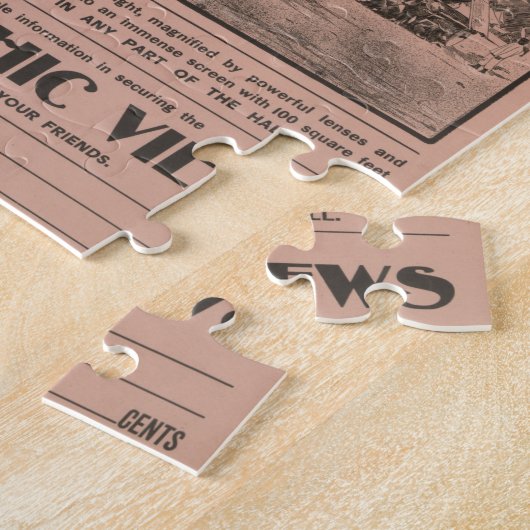 動画展覧会のヴィンテージ新聞パズル ジグソーパズル (側面)