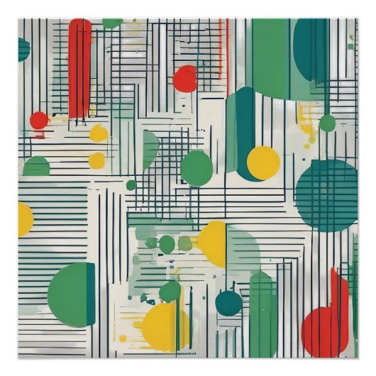 動的およびモダン幾何学的デザイン ポスター (正面)