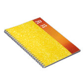 動的な黄色の抽象芸術ラインアート ノートブック (右側)