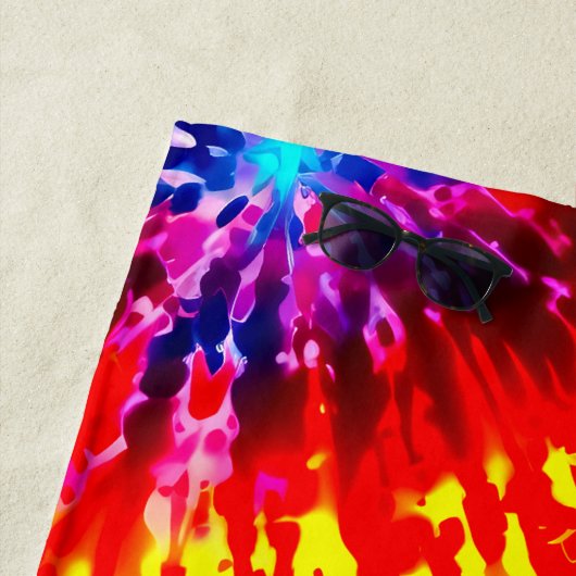 動的カラフルデザインタイダイ ビーチタオル (インサイチュ)