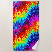 動的カラフルデザインタイダイ ビーチタオル (正面)