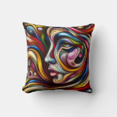 動的カラフル旋回を有する抽象芸術ポートレート クッション (正面)